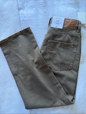 H+M Straight High Waist Brown Cotton Jeans Size 4